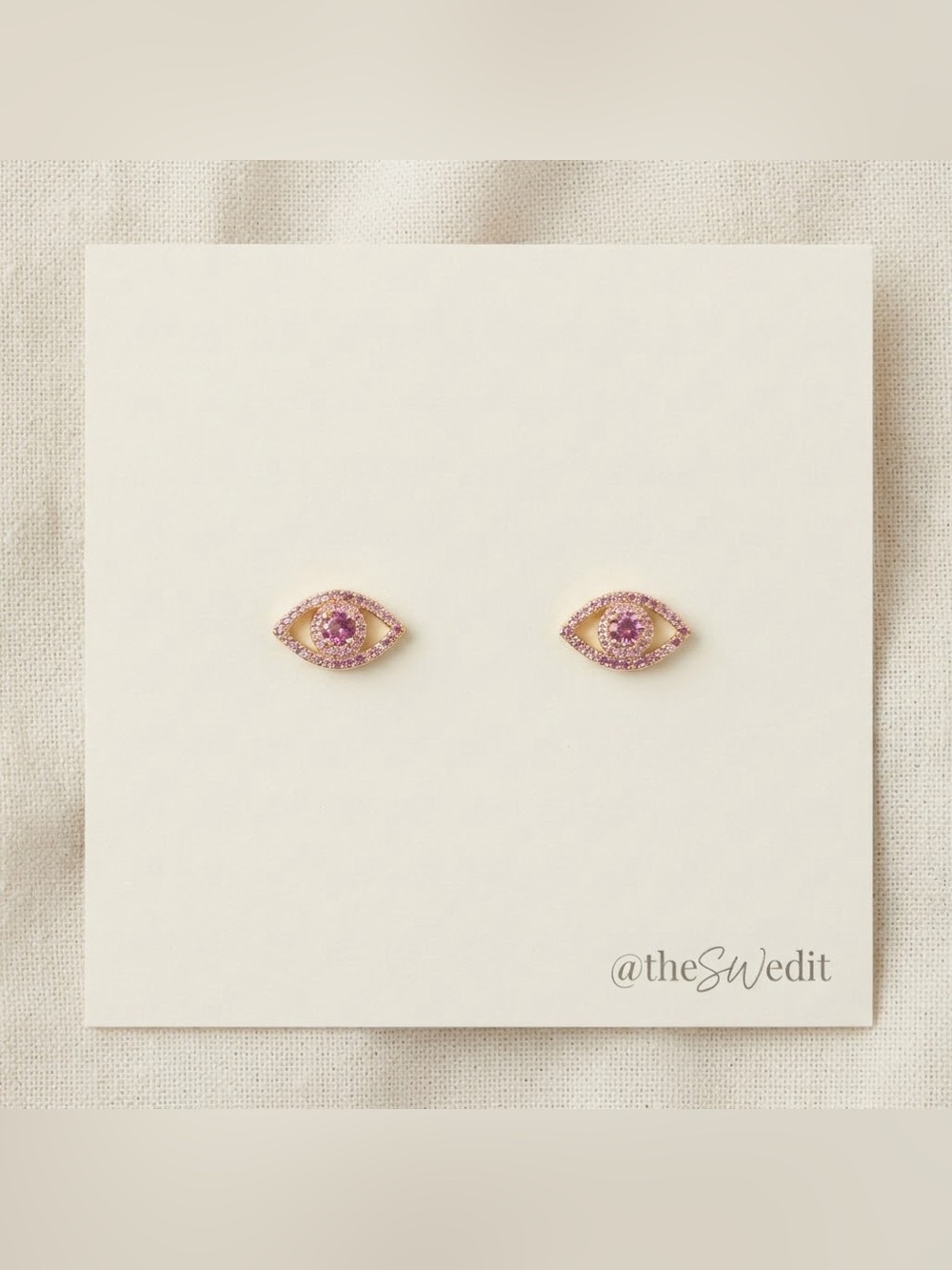 Kurt Geiger London Pink Pavé Evil Eye Stud Earrings